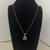 【Best quality】bv new 18k rose gold ruby skirt necklace fan-shaped skirt pendant AU750 luxury high-en