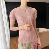 ☽✆ Aiden001 One Size Summer Pleated Self-Cultivation Small Fragrance Temperament Commuting Casual T-
