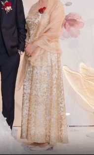 大碼 女裝 晚裝裙 禮服 連披肩 金色 顯瘦 媽媽 晚裝 婚宴