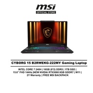 MSI Cyborg 15 B2RWFKG-222MY (Intel Core 7 240H/16GB OR 32GB DDR5 /1TB SSD/15.6" FHD 144HZ/ NVIDIA TX