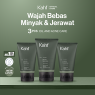 Triple Pack Kahf Face Wash Oil and Acne Care 100 ml - 3 pcs Sabun Cuci Muka Pria Bantu Lawan Jerawat