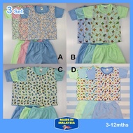 [3Set] 3mths-12mths Baby clothing Bundles wholesale Baju bayi suit lubang - JK Kids Mykids Anakku Fi