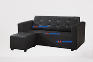 PVC Sofa Black Sofa 3 Seater Free 1 Stool Sofa Kulit