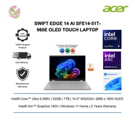 Acer Swift Edge 14 AI SFE14-51T-960E 14" WQXGA+ OLED Touch Laptop ( CU9-288V, 32GB, 1TB SSD, Intel A