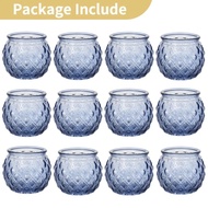 cod 6/12Pcs Blue Votive Candle Holders Glass Candlestick for Party Decoration Tea Lights Candle Hold