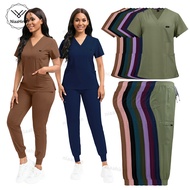 Nurse Uniform Fashionable V-neck Uniform Set Mens Scrub Medical Scrub Women Pet Shop Clinic Pharmacy