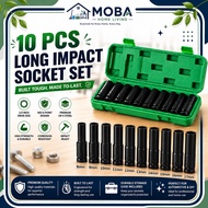 10 Pcs Long Impact Socket Set With Box Set Tool Set Socket Wrench Set Tool Converter Reducer 8mm - 2