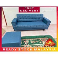 Fabric Sofa Kain / Velvet Sofa Baldu / PVC Sofa Kulit L Shape 3 Seater Free 1 Stool / 2+3 Seater / 1