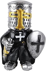 Gorise Knight Statue Resin Garden Sculpture Dwarf Guard Medieval Armor Gothic Statue Templar Figurin