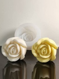 1入組玫瑰花蠟燭矽膠模具適用於香薰機,車裝飾,蛋糕烘焙