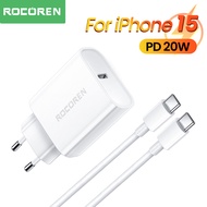 Rocoren PD 20W เครื่องชาร์จ Gan ที่ชาร์จแบบเร็ว PD3.0 USB Type C QC3.0ชาร์จเร็วสำหรับ iPhone 15 14 Pro Xiaomi Samsung