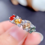 Natural Colorful Tourmaline Gem Ring silver 925 original ring for women rings men korean jewelry cincin lelaki cincin perempuan couple cincin emas korea 戒指