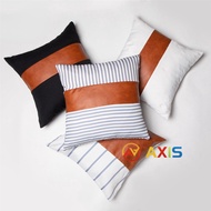 40x43cm New PU Leather Linen Patchwork Pillowcase ins style soft cushion cover car pillow case