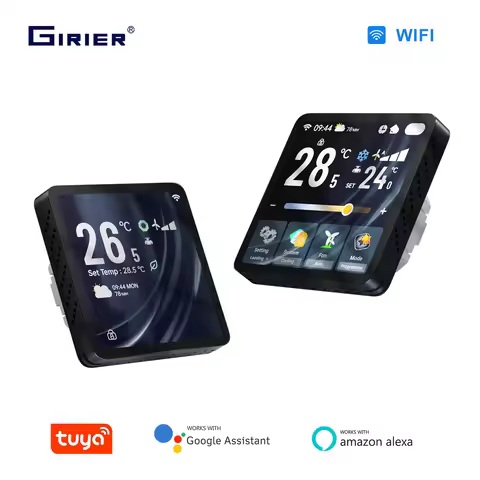 GIRIER Tuya Smart WiFi Thermostat for 2-pipe Fan Coil Unit with TFT Screen Programmable Temperature 