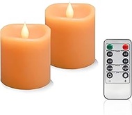 Fall Flameless LED Candles 3 inch Diameter Real Wax 2AA Battery Operated 600hr+ Flickering Candles w