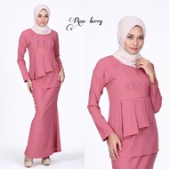 Kurung Mini Moden Baju Kurung Plain Pleated Ruffles Berzip Belakang Size S -XL Ironless Baju Baby Blue Pink Raya 2022