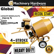 Global 3T Concrete Mixer With Roban 5HP Petrol Engine - 6 Months Warranty
