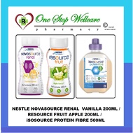 NESTLE NOVASOURCE RENAL  VANILLA 200ML / RESOURCE FRUIT APPLE 200ML / iSOSOURCE PROTEIN FIBRE 500ML