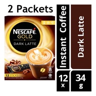 2 PACKETS:  NESCAFE 3-IN-1 PREMIUM GOLD DARK LATTE