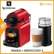 Nespresso Capsule Coffee Maker Inissia + Milk Frother Aeroccino3 - Red A3C40-ME-RE-NE