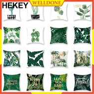 Sarung Bantal Green leaf polyester pillowcase pillow cover fashion cushion cover Nordic ins fashion tropical plants office fabric sofa cushion home French velvet pillow pillow