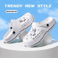 Fashion White Cute Cartoon Teddy Bear EVA Crocs For Men Original Slippers Men