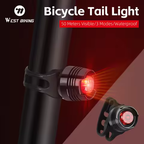WEST BIKING Bicycle LED Rear Light Cycling Safety Warning High Visibility Taillights Moutain Bike He