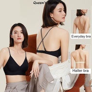 [Queen Secret] 0.8cm/2cm Cup Halter Bra - Invisible Skin Design with Large U-Back for Small Bust Sup