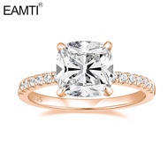 EAMTI 3.5CT 925 Sterling Silver Wedding Bands for Women Promise Rings Rose Gold Cushion Cut Cubic Zi