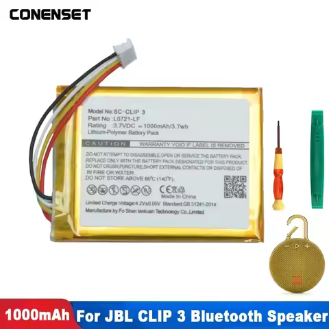 3.7V 1000mAh L0721-LF Replacement Battery For JBL Clip 3 Clip3 Clip 3AN Clip 3SAND Bluetooth Speaker