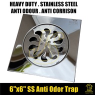 6'' Anti Odor Heavy Duty Stainless Steel Floor Trap Grating. Bathroom Floor Drain Trap