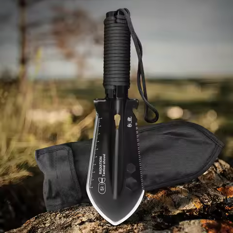 8-in-1 Mini Multifunctional Survival Shovel – 3CR13 Stainless Steel Portable Camping Spade Outdoor E