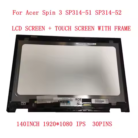 14 Inch LCD For Acer Spin 3 SP314-51 sp314-52 N17W5 Notebook Touch Digitizer+ LCD LED Screen Matrix 