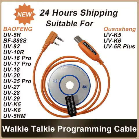 Walkie Talkie USB Programming Cable With CD For BAOFENG UV-5R UV82 888S UV-13 16 17 20 25 28 Pro 5RM