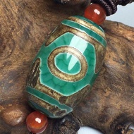 Dzi Bead Pendant Tantric Green Three-Eyed Dzi Beads Antique Dzi Beads Oversized Dzi Beads Tibetan Or