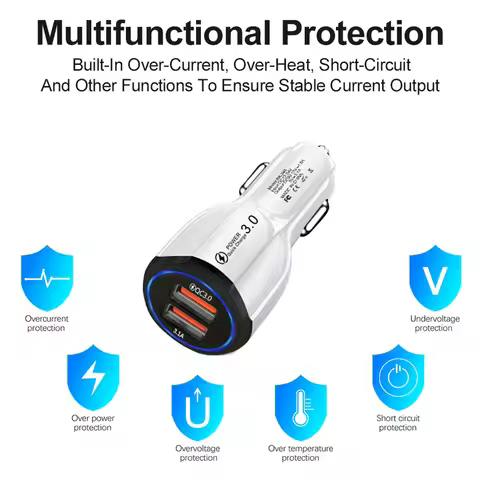 40W 5V/3.1A Car Charger 2 Ports Car Charger Fast Charging QC3.0 QC5.0 PD30W Car Cigarette Lighter Fl
