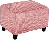 2023 New Wear-Resistant Sofa Ottoman Cover, Stretch Rectangle Ottoman Slipcovers, Foot Stool Slipcover, Removable Footrest Stool Covers, Folding Storage Stool Furniture Protector(Weave Pink,L)