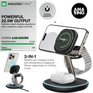 3合1 磁吸無線充支架  Thunder Pro Mag PD22.5W 快充 iPhone/iWatch/AirPods 三設備同時充電