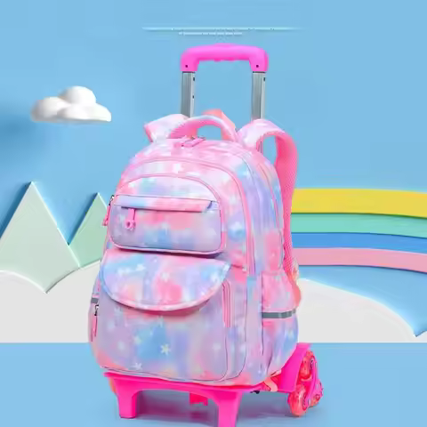 School Trolley Wheeled Backpack Children Rolling school Backapck Bag Primary School bag For Girls Sc