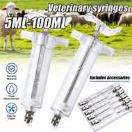 5ML-100ML Heavy Duty Fiber Glass Liquid Feeding Syringe Reusable With Accessories