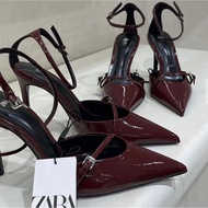 ZR Burgundy Red High Heels 10cm High Fullbox(Back size) Heels for Women