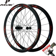 PASAK Road Wheelset Bicycle Road Wheel 700C 40mm Aluminum Alloy Rims C/V-Brake Walewise Extension 80 Big Flange-Hb19/R40