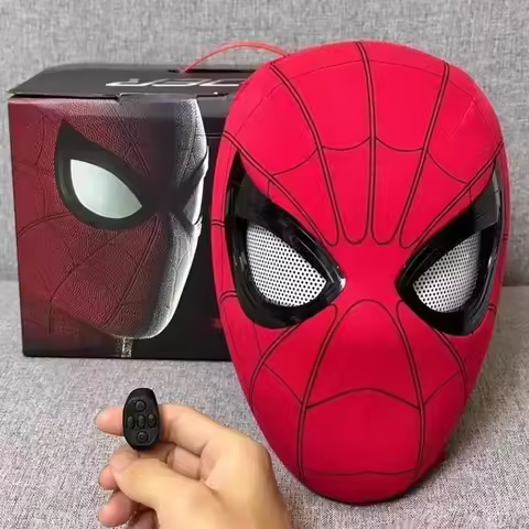 New Miles Spiderman Mask Headgear Cosplay Moving Eyes Electronic Mask 1:1 Remote Control Creative Co