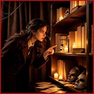 Halloween Library Lantern Vintage Gothic Spooky LED Nightlight Library Mini Bookshelf Lamp for Shelf