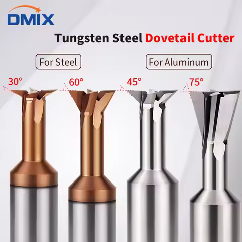 DMIX Carbide Dovetail Milling Cutter CNC 30 45 60 75 Degree Tungsten Steel Machining Tool for Steel 