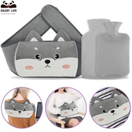 Hot Water Bag 1L Rubber Hot Water Bottle with Waist Cover Wearable Hot Water Bottle Soft Plush Wrap Around Hot Water Bottle Belt for Neck SHOPSBC6544