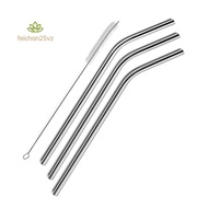 3 Pcs reusable Stainless Steel Metal Drinking Straw Reusable Straws + 1 Cleaner Brush Kit