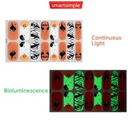 SMARTSIMPLE Halloween Spider Web Ghost Glow in Dark Nail Polish Strips Nail Wraps Stickers Self-Adhe
