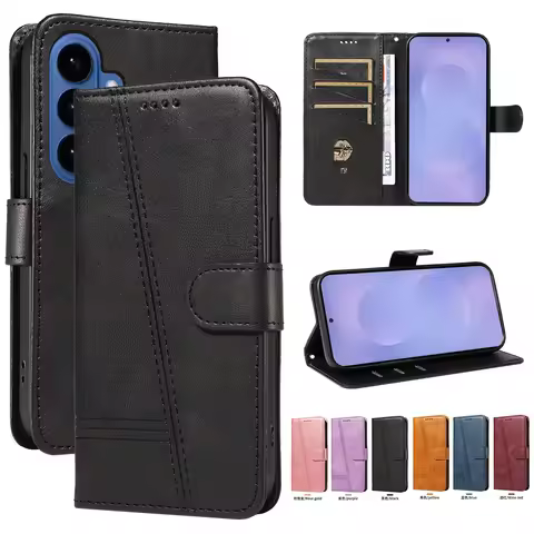 Flip Leather Case For Samsung Galaxy S26 S25 Edge S24 S23 S22 S21 S20 Ultra FE Plus Leather Card Mag