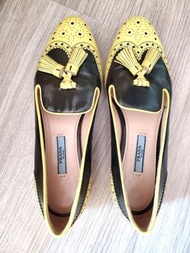 Prada  loafers 墨綠/黃色皮樂福鞋